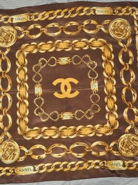 Chanel silk vintage gold chain scarf- never worn